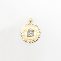 Jesus Head Diamond Cut Medallion Pendant (14K) front - Popular Jewelry - New York