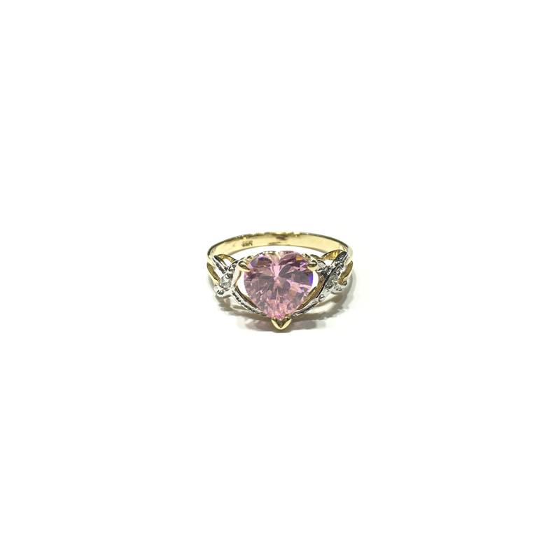 Light Pink Heart CZ Ring (14K) front - Popular Jewelry - New York