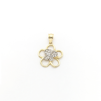 Nectaring Butterfly CZ Pendant (14K) front - Popular Jewelry - New York