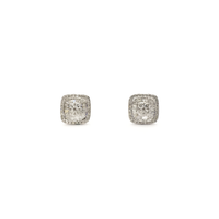 バゲットとラウンドダイヤモンドクラスタースタッドピアス（14K）フロント- Popular Jewelry - ニューヨーク