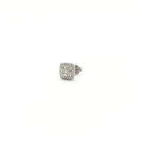 Baguette and Round Diamond Square Stud Earrings (14K) side - Popular Jewelry - New York