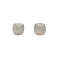 Diamond Cluster Cushion Stud Earrings (14K) front - Popular Jewelry - New York