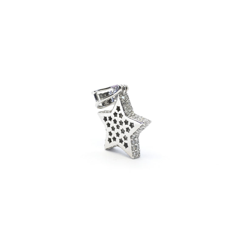 Diamond Iced Star Pendant white (14K) back - Popular Jewelry - New York