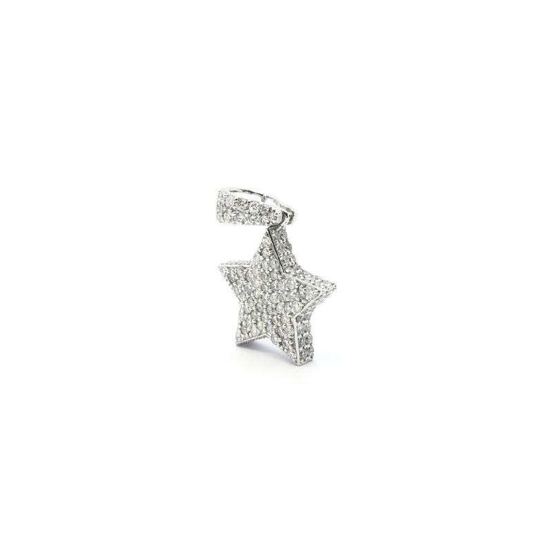 Diamond Iced Star Pendant white (14K) front - Popular Jewelry - New York