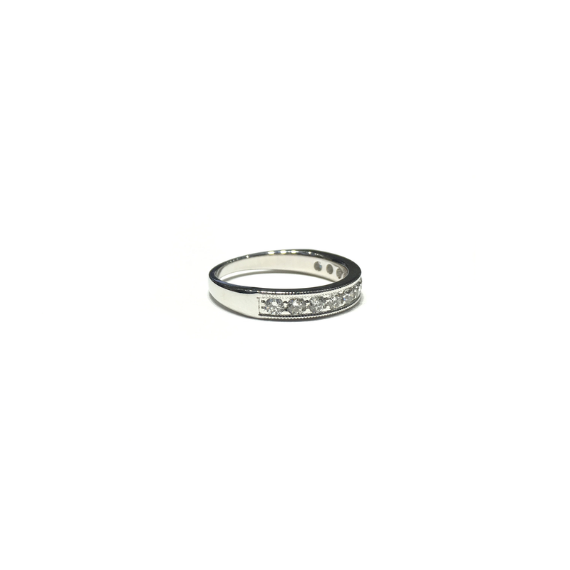 Diamond Milgrain Channel Setting Ring (14K) side - Popular Jewelry - New York