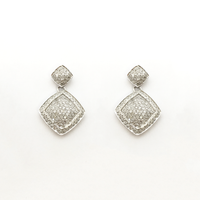Diamond Rhombus Dangling Earrings (14K) front - Popular Jewelry - New York