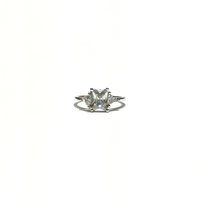 Emerald and Trillion CZ Three Stone Ring (14K) front - Popular Jewelry - New York