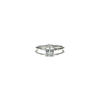 Oval and Tapered Baguette CZ Three Stone Ring White Gold (14K) front - Popular Jewelry - New York