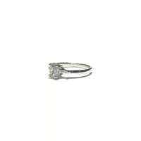 Oval and Tapered Baguette CZ Three Stone Ring White Gold (14K) side - Popular Jewelry - New York