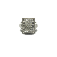Princess Cut Diamond Cluster Engagement Ring (14K) front - Popular Jewelry - New York