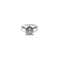 Round CZ Solitaire Six-Prong Ring (14K) front - Popular Jewelry - New York