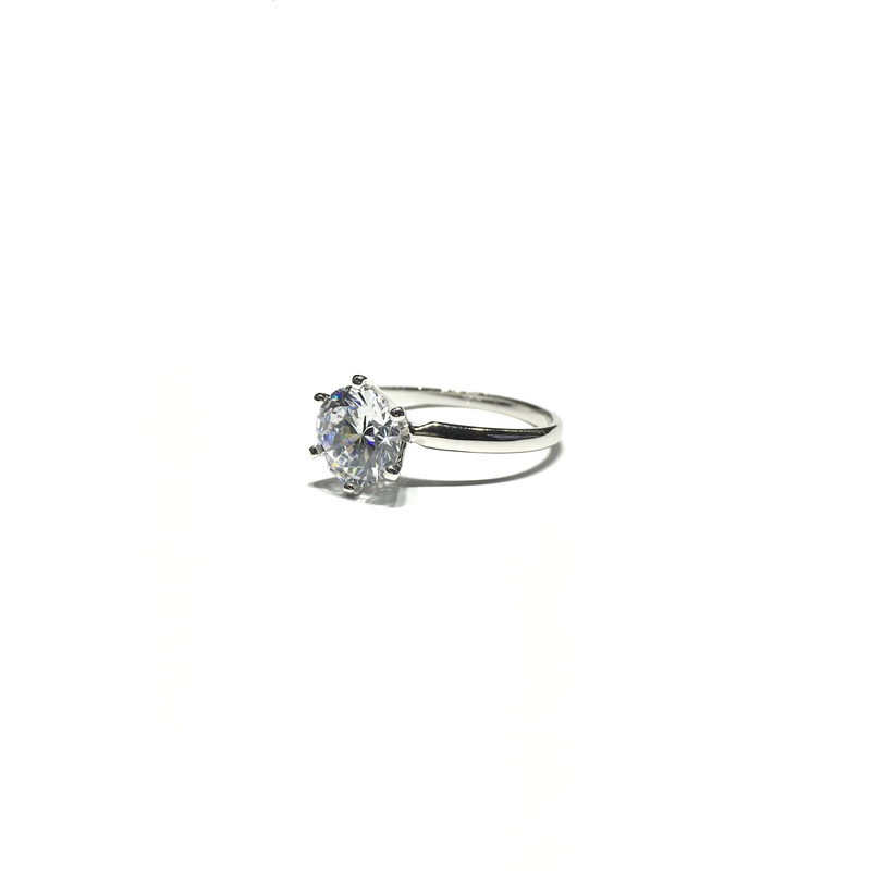 Round CZ Solitaire Six-Prong Ring (14K) side - Popular Jewelry - New York