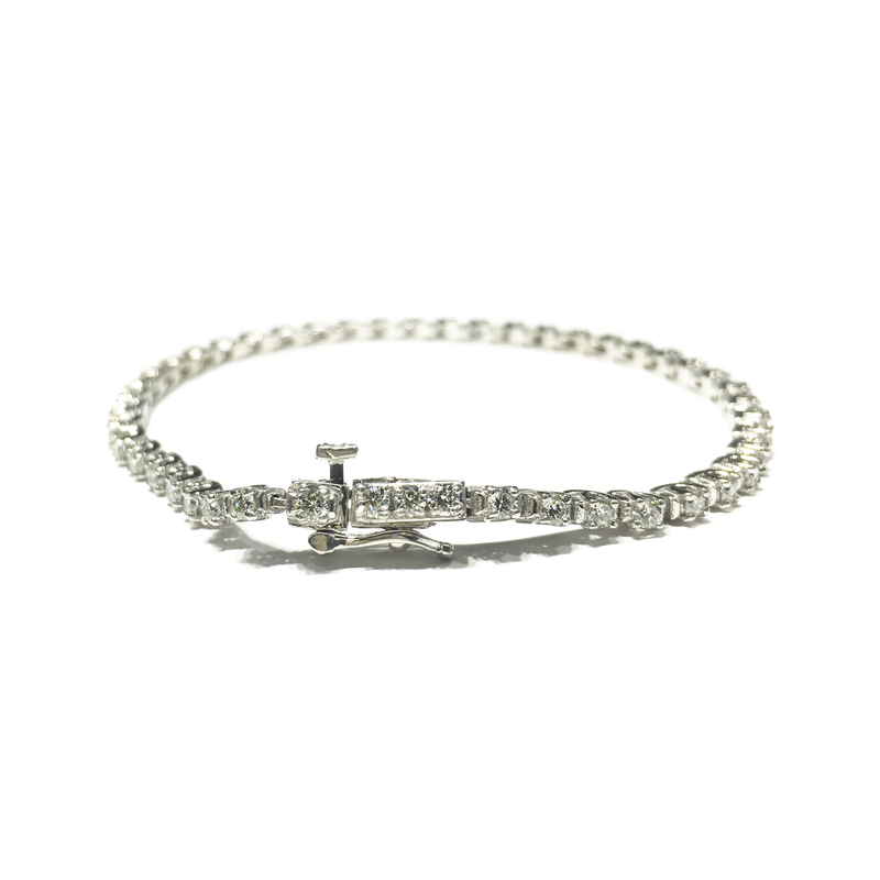 Round Diamond Tennis Four-Prong Bracelet (14K) lock - Popular Jewelry - New York