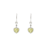 Yellow Heart Diamond Dangling Earrings (14K) front - Popular Jewelry - New York