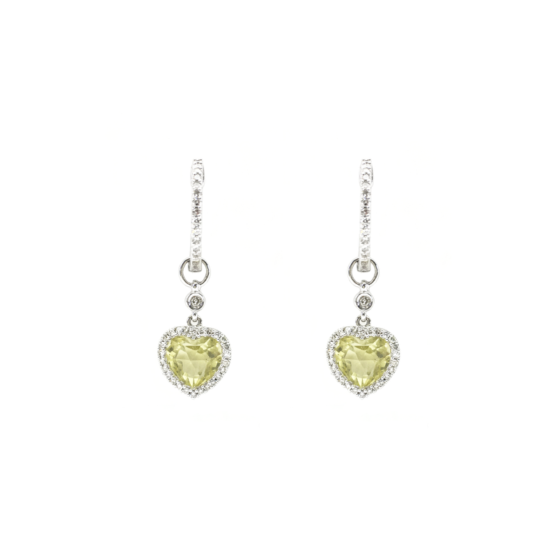 Yellow Heart Diamond Dangling Earrings (14K) front - Popular Jewelry - New York