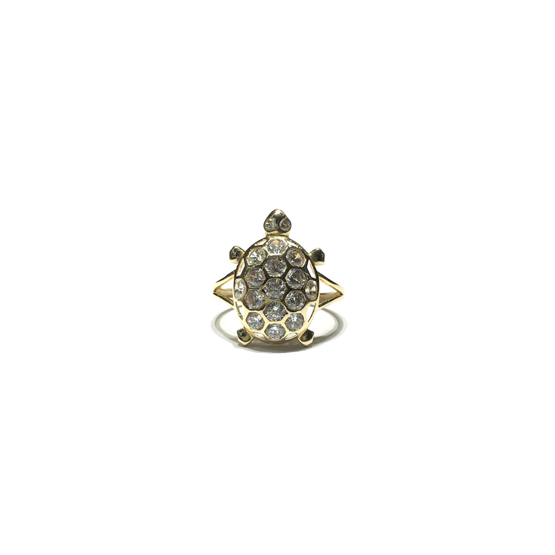 April Birthstone Turtle CZ Ring (14K) front - Popular Jewelry - New York