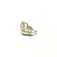 April Birthstone Braided Heart Crown CZ Ring (14K) side - Popular Jewelry - New York