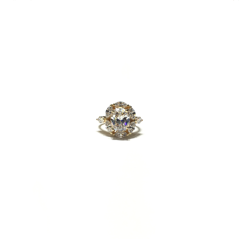 April Birthstone Flower CZ Ring (14K) front - Popular Jewelry - New York