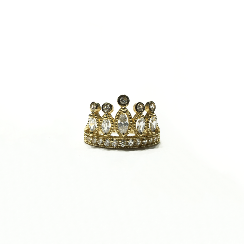 April Birthstone Princess Tiara CZ Ring (14K) front - Popular Jewelry - New York
