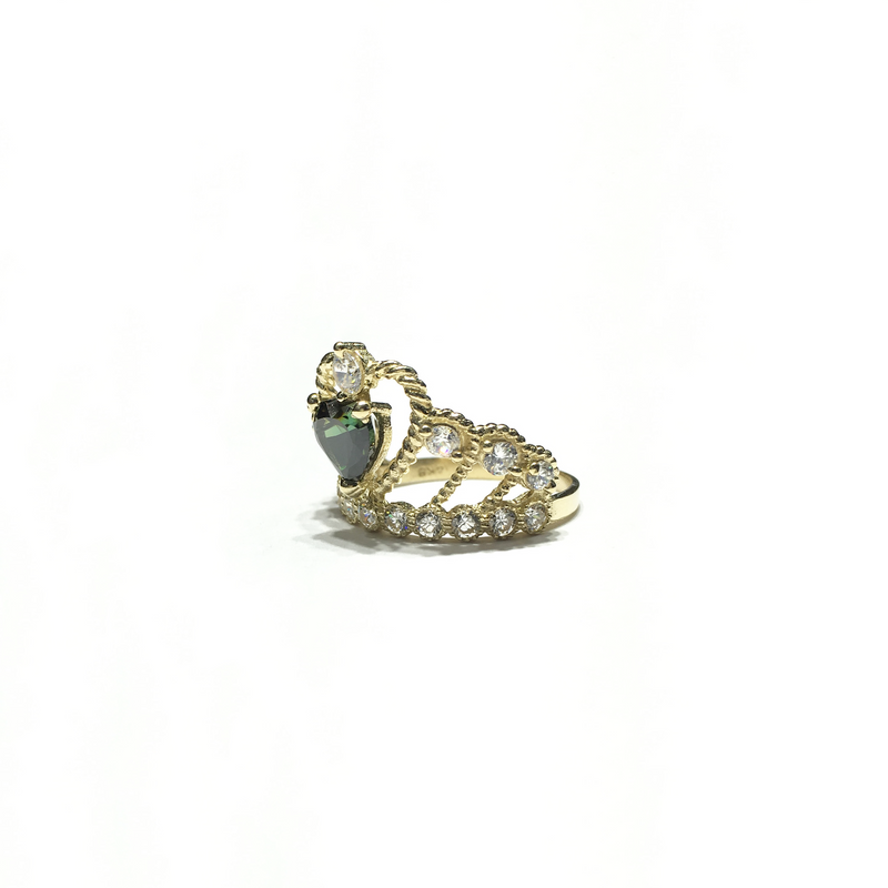August Birthstone Braided Heart Crown CZ Ring (14K) side - Popular Jewelry - New York