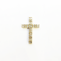 Baguette and Round Diamond Cross Pendant (14K) front - Popular Jewelry - New York