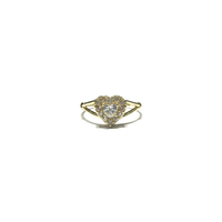 Bordered White Heart CZ Ring (14K) front - Popular Jewelry - New York