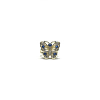 Butterfly Blue and White CZ Ring (14K) front - Popular Jewelry - New York