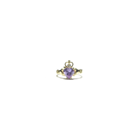 Claddagh Хөнгөн ягаан зүрхтэй CZ Ring (14K) урд - Popular Jewelry - Нью Йорк