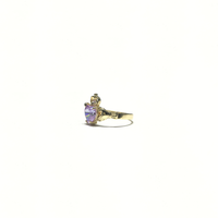 Claddagh Хөнгөн ягаан зүрхтэй CZ Ring (14K) тал - Popular Jewelry - Нью Йорк