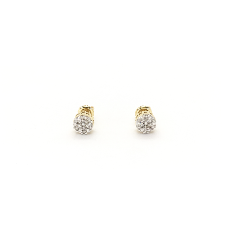 Diamond Cluster Stud Earrings Yellow (14K) front - Popular Jewelry - New York