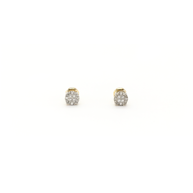 Diamond Flat Cluster Prong Stud Earrings (14K) front - Popular Jewelry - New York