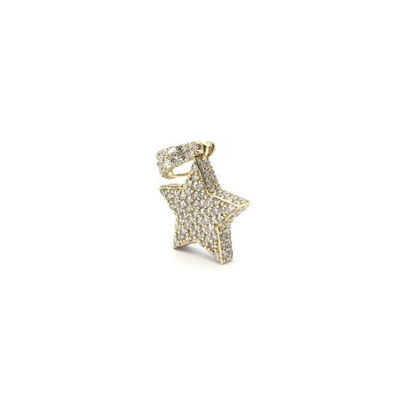 Diamond Iced Star Pendant yellow (14K) front - Popular Jewelry - New York