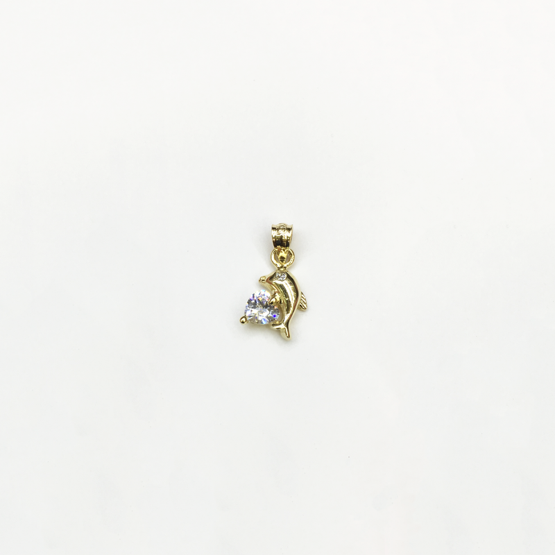 Dolphin and Heart CZ Pendant (14K) - Popular Jewelry - New York