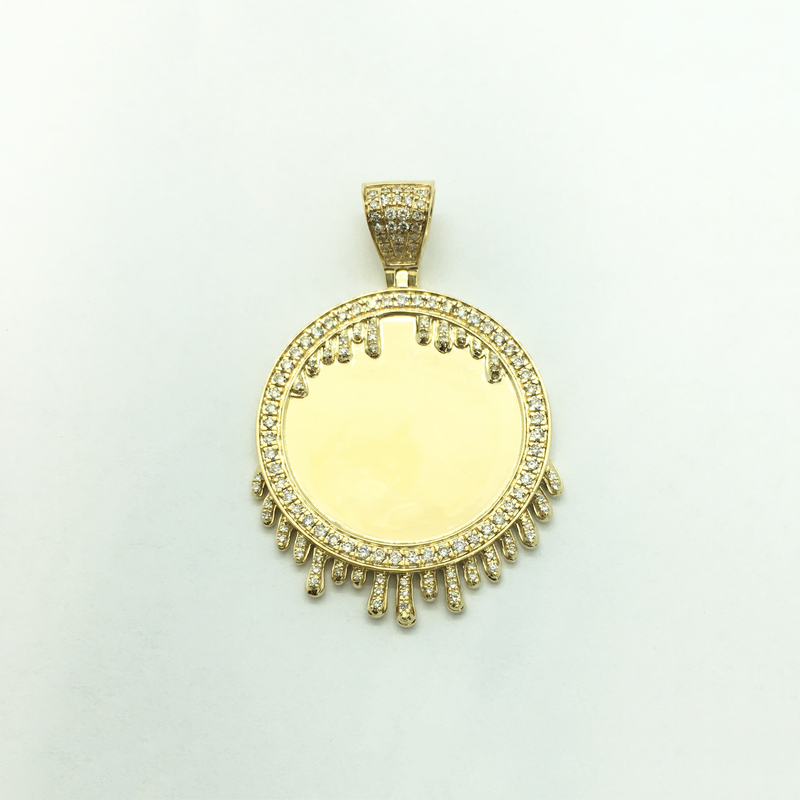 Dripping Diamond Medallion Pendant (14K) front - Popular Jewelry - New York