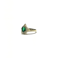 Fancy Dark Green Pear CZ Ring (14K) side - Popular Jewelry - New York