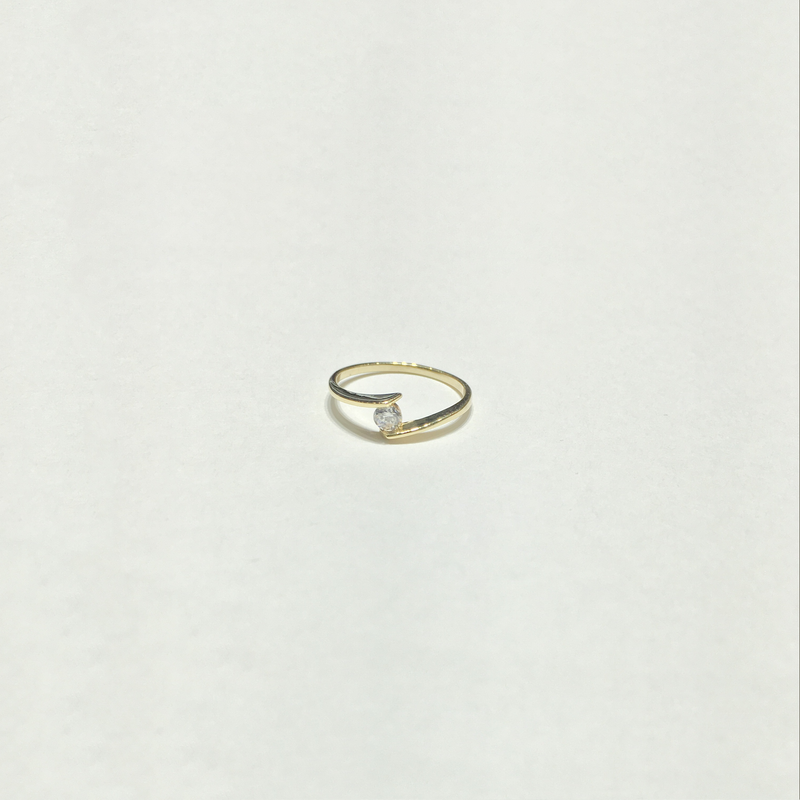 Floating CZ Spiral Tension-Set Ring (14K) diagonal - Popular Jewelry - New York