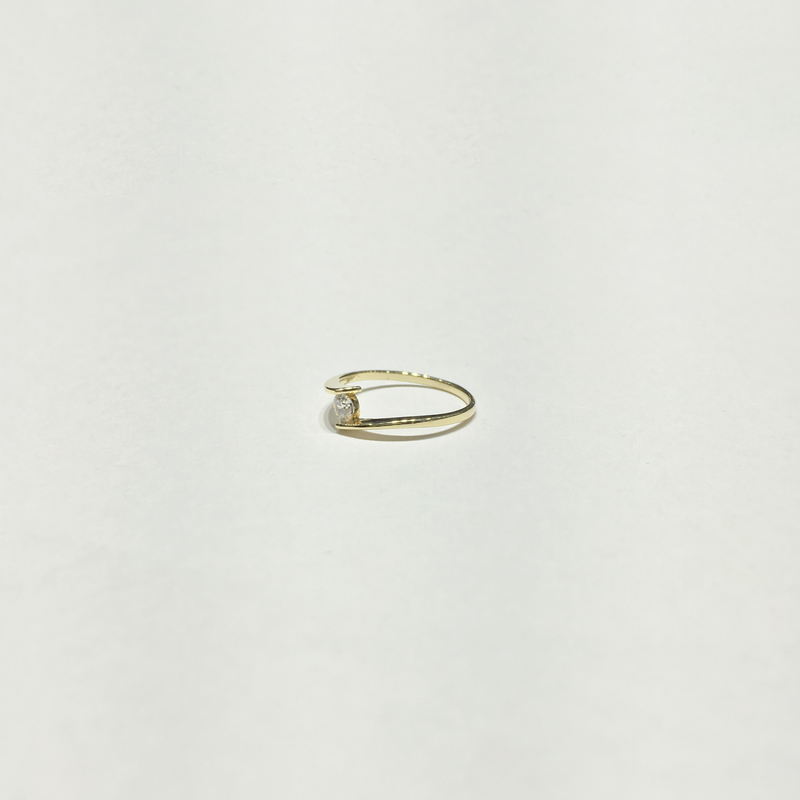 Floating CZ Spiral Tension-Set Ring (14K) side - Popular Jewelry - New York