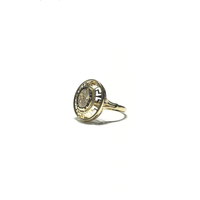 Greek Key Oval CZ Statement Ring (14K) side - Popular Jewelry - New York
