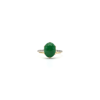 Green Jade ovális cabochon gyűrű (14K) elülső - Popular Jewelry - New York