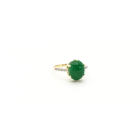 Green Jade Oval Cabochon Ring (14K) side 1 - Popular Jewelry - New York
