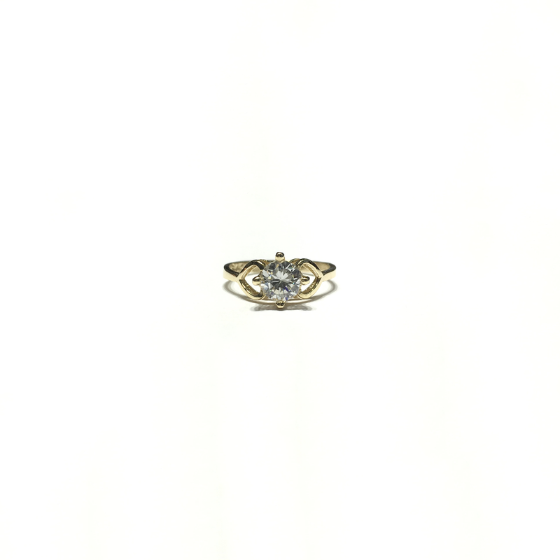 Heart Side Pattern 4 Prongs CZ Baby Ring (14K) face - Popular Jewelry - New York