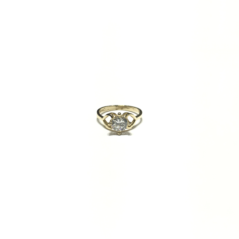 Heart Side Pattern 4 Prongs CZ Baby Ring (14K) front - Popular Jewelry - New York