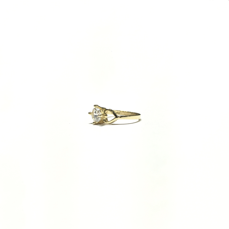 Heart Side Pattern 4 Prongs CZ Baby Ring (14K) side - Popular Jewelry - New York
