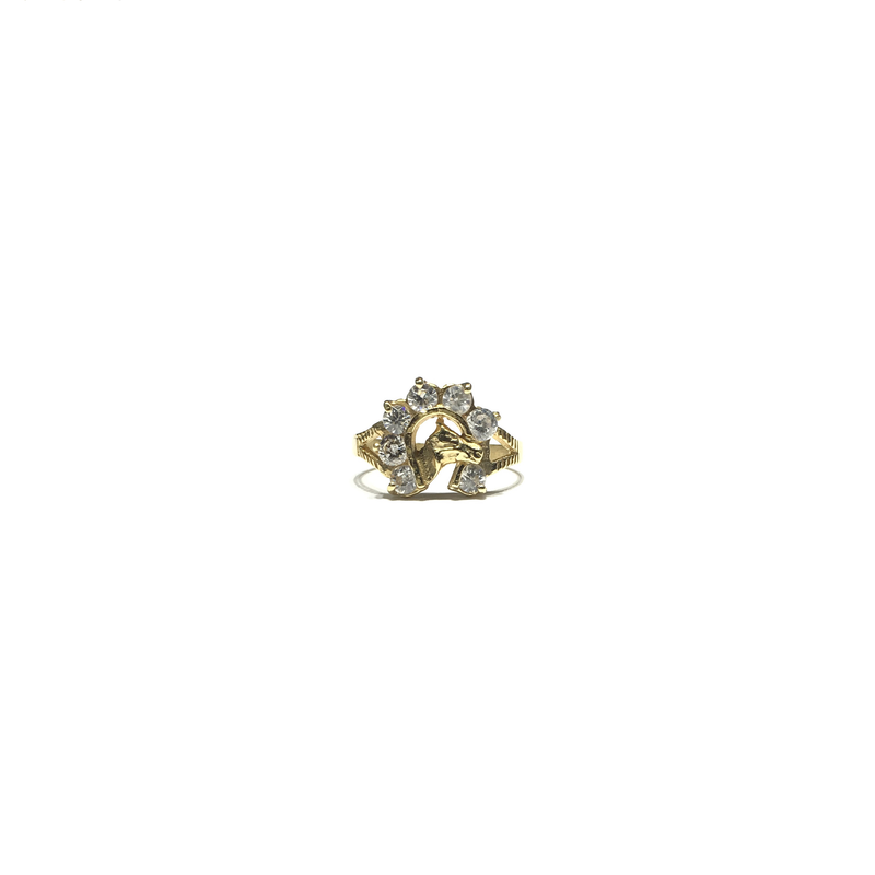 Horseshoe CZ Ring (14K) front - Popular Jewelry - New York