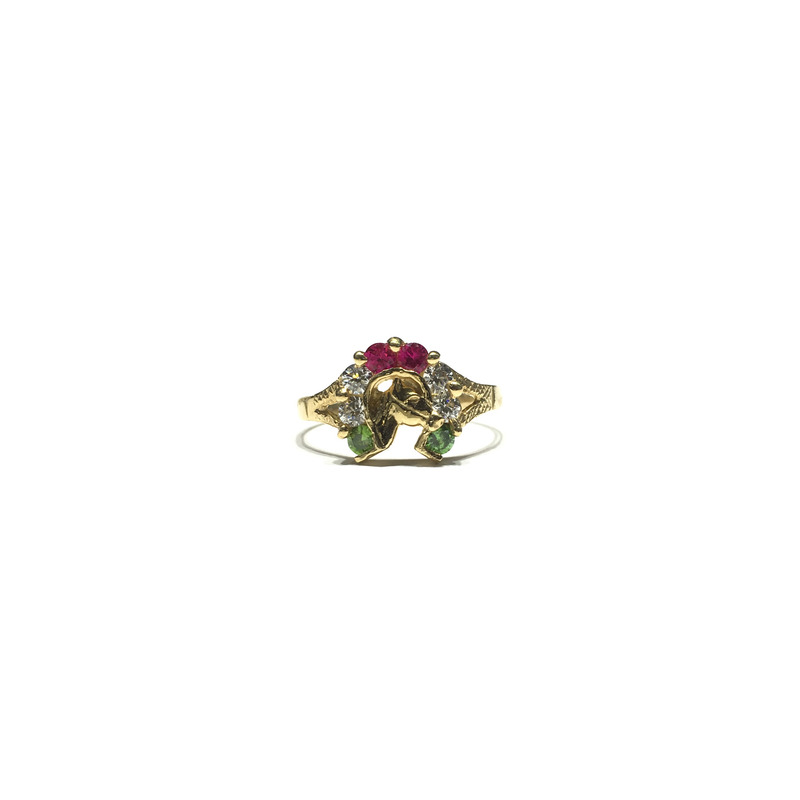 Horseshoe Triple-Color CZ Ring (14K) front - Popular Jewelry - New York