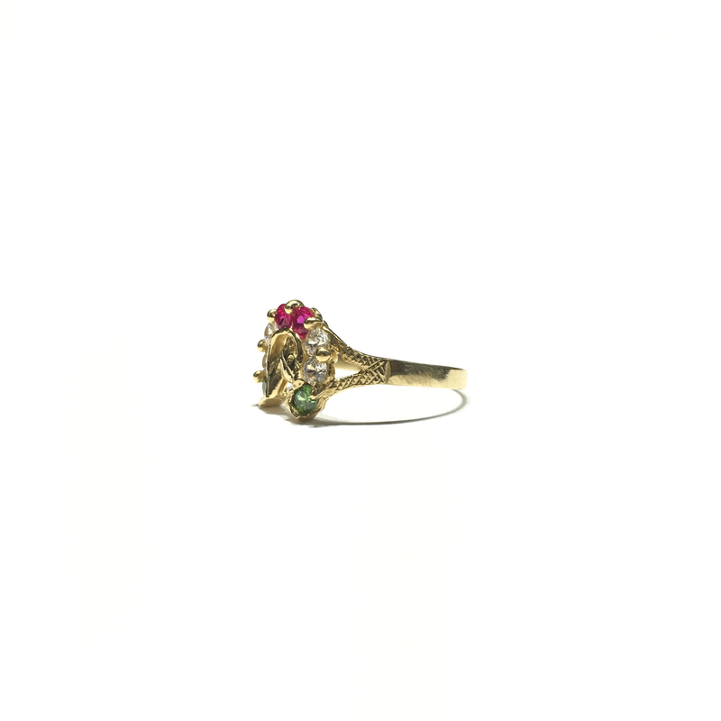 Horseshoe Triple-Color CZ Ring (14K) side - Popular Jewelry - New York