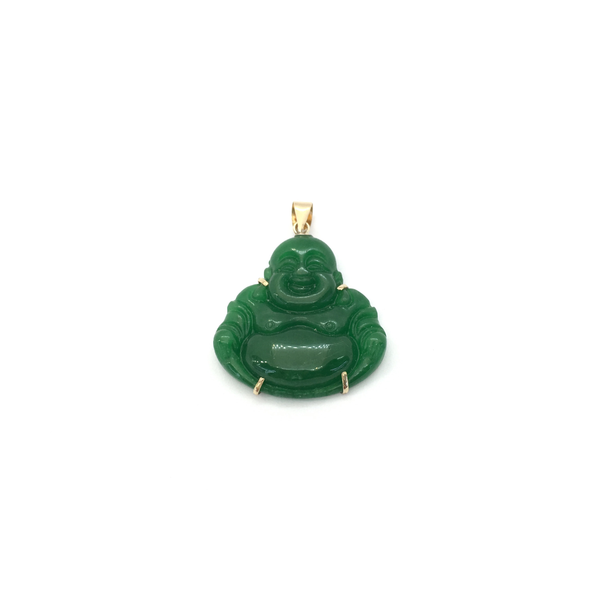 Jade Buddha Pendant (14K) front - Popular Jewelry - New York