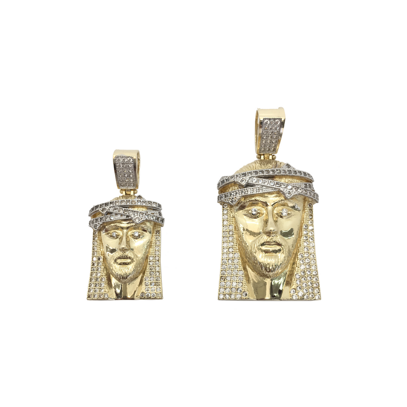 Jesus Head Crown of Thorns CZ Pendant (14K) front - Popular Jewelry - New York