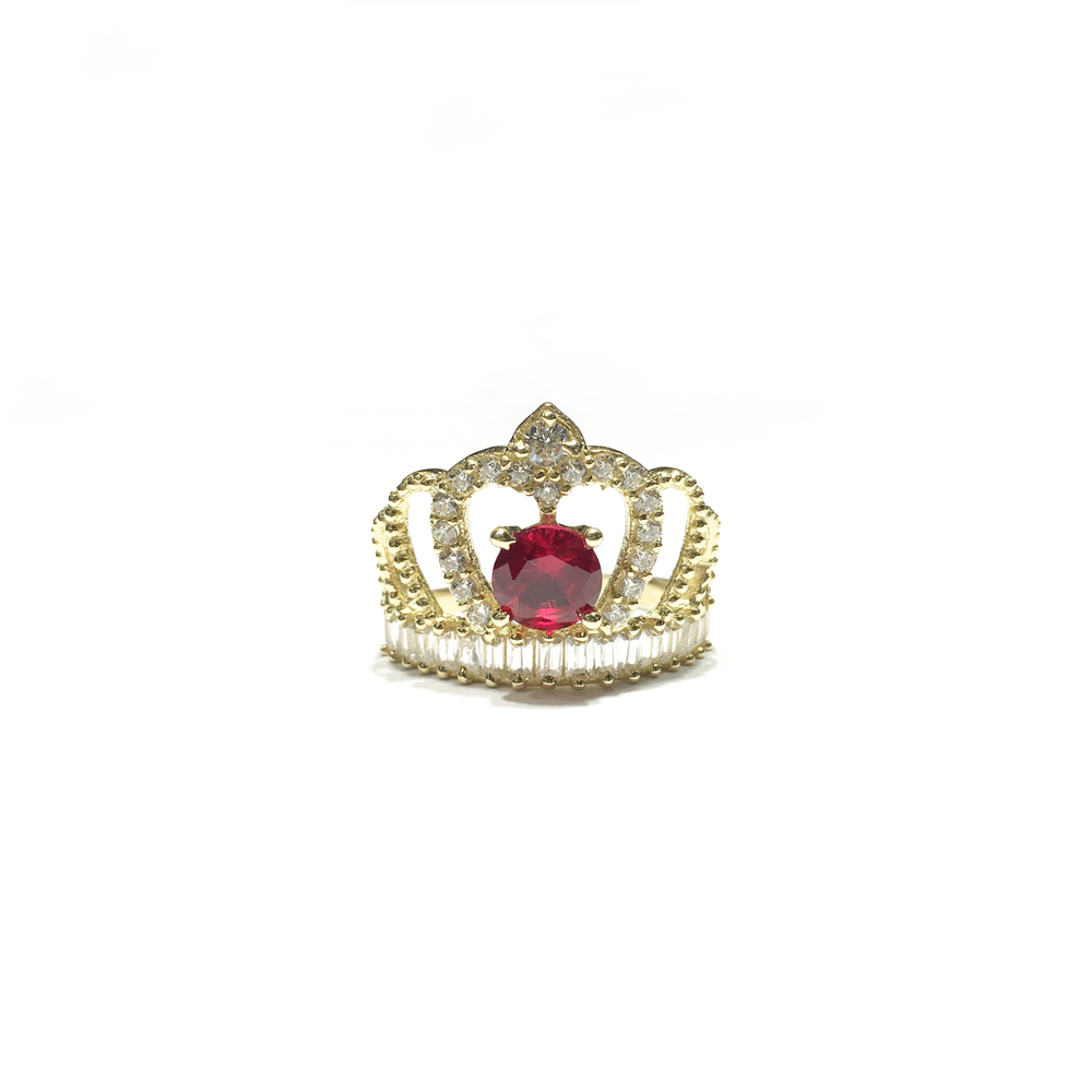 July Birthstone Crown CZ Ring (14K) - Popular Jewelry - New York