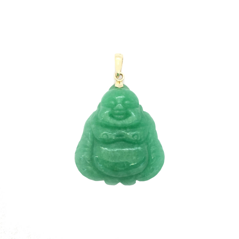 Jade Laughing Buddha Pendant (14K)